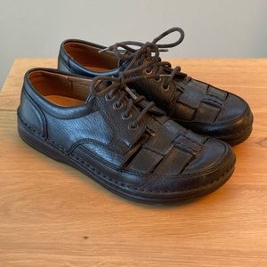 Birkenstock Bodega Black Leather Fisherman Lace Up Shoe Size 40 L9 M7 US
